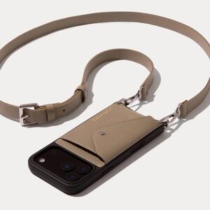 Bandolier Crossbody Hailey Side Slot 14 PRO MAX Phone Case in Taupe